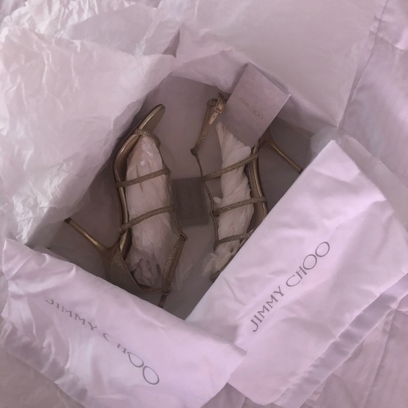 JIMMY CHOO DORY 85 35.5 LAG GOLD - Picture 11 of 12